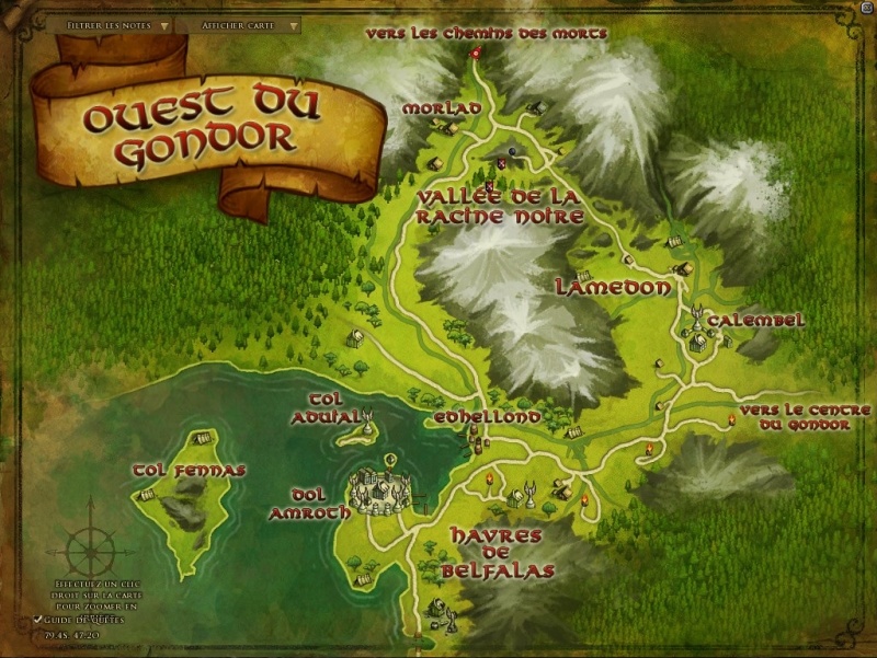 Carte de l'ouest du Gondor